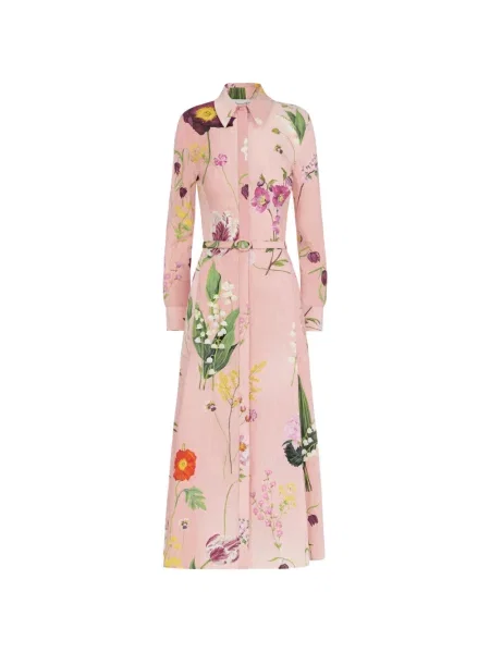 Cu centură rochie tip cămașă Oscar De La Renta roz