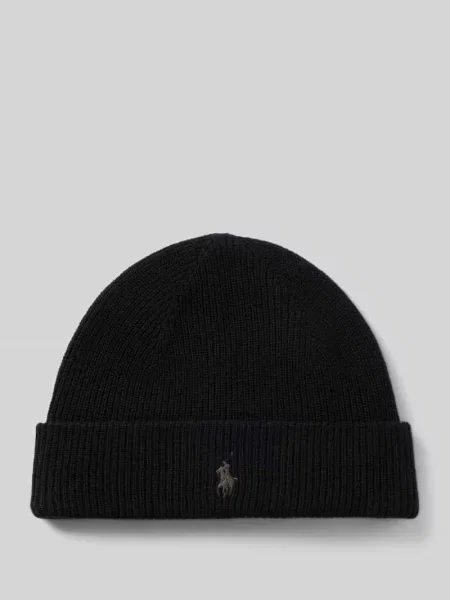 Czapka z kaszmiru z szerokim rondem Polo Ralph Lauren czarna