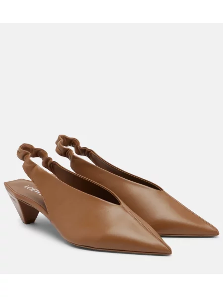 Pantofi cu toc Loewe din piele slingback maro