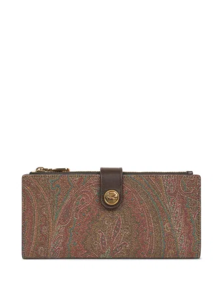 Portofel Etro cu model paisley din jacard maro