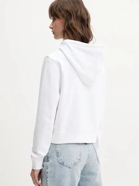 Кофта Guess Jeans з капюшоном з аплікацією білий