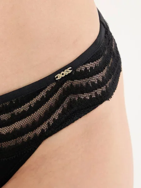 BOSS BLACK De dantelă tanga negru