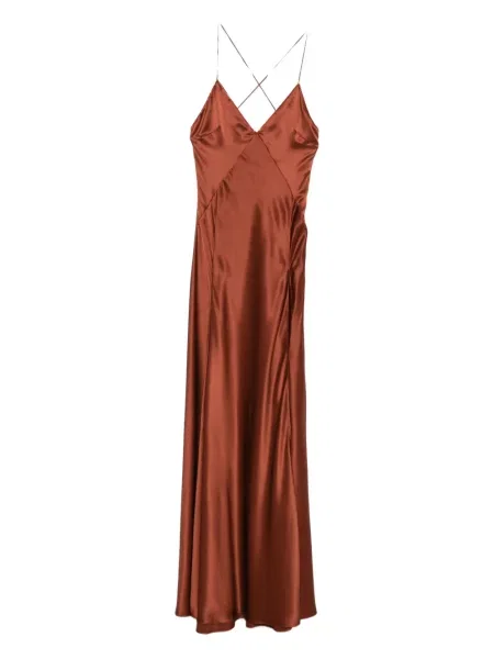 Rochie Amiri din satin de costum maro
