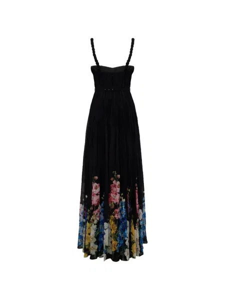 Rochie maxi Leo Lin cu model floral cu imagine negru
