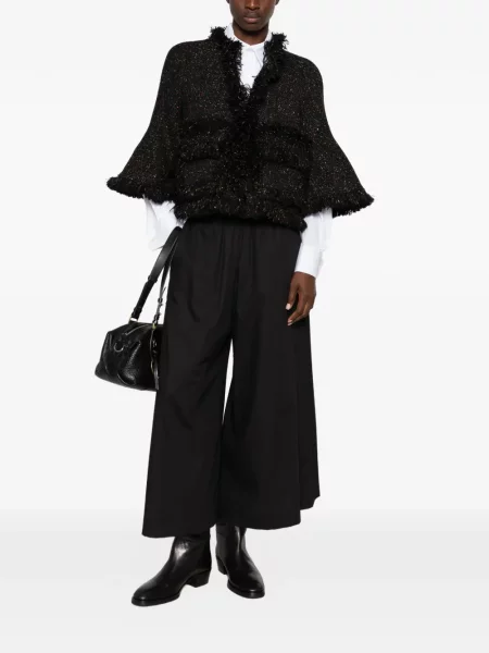 Μπουφάν Sacai με κρόσσια tweed μαύρο