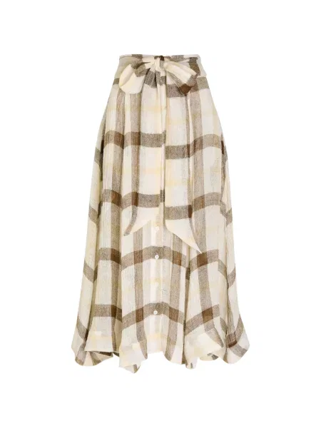 Fustă midi Lisa Marie Fernandez cu funde în carouri până la genunchi