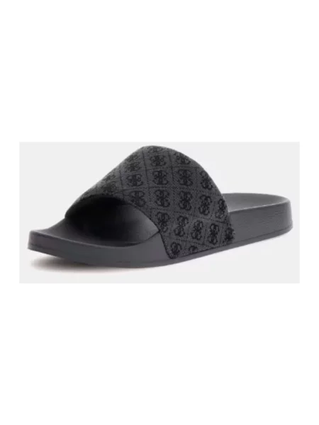 Guess Buty Mężczyzna Czarny 40 EU Klapki Tokyo Cotton z Logo 4G szare