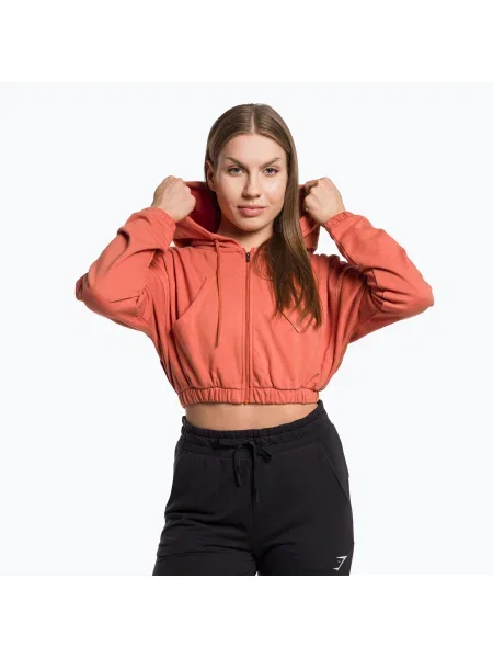 Дамски суитшърт за тренировки Gymshark KK Twins Zip Up Crop orange оранжево
