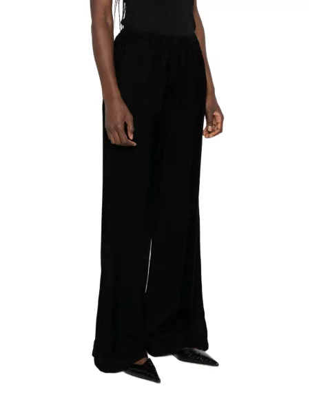 Pantaloni palazzo Forte_forte de catifea cord negru