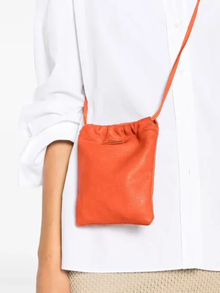 Bőr crossbody táska Caterina Lucchi narancsszínű