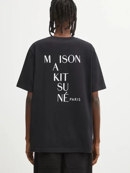 Tričko Maison Kitsuné Crossword Comfort s potiskem černá