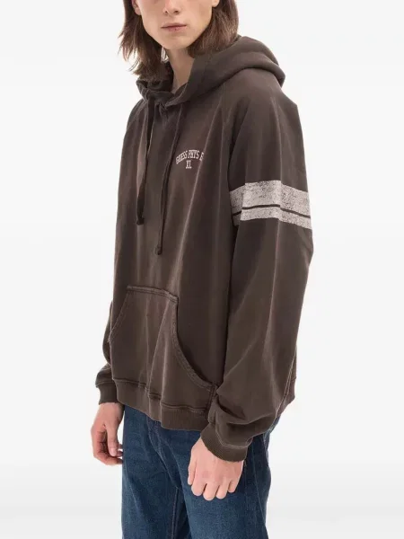 Суичър с качулка Guess с принт кафяво