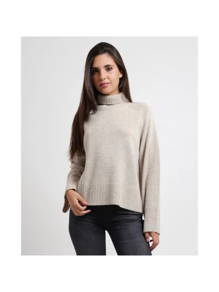 Sweter z golfem Boss z kaszmiru beżowy