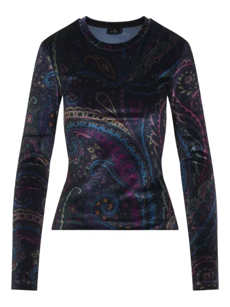 Tricou Etro de catifea cu imagine cu model paisley negru