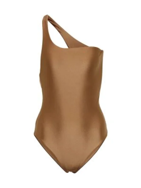 Costum de baie Jade Swim cu un umăr gol maro
