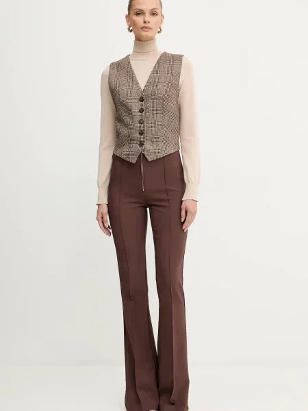 Шерстяной жилет Luisa Spagnoli однобортный коричневый