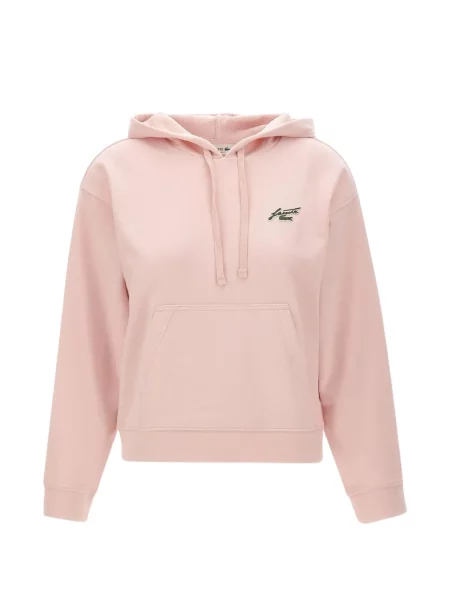 Fleecová mikina s kapucí Lacoste růžová
