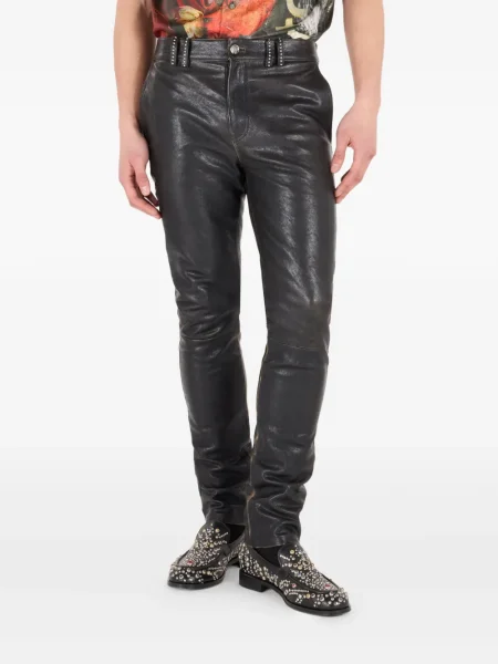 Kožené kalhoty Roberto Cavalli černé