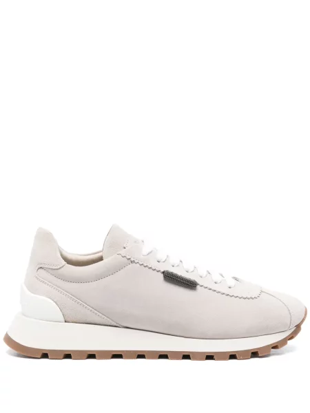 Sneakerși Brunello Cucinelli din piele de căprioară gri