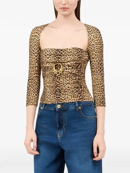 Top Roberto Cavalli cu imagine cu model leopard maro