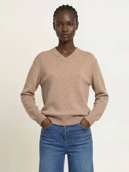 Reiss Sweter Z Kaszmiru Jenna beige beżowy