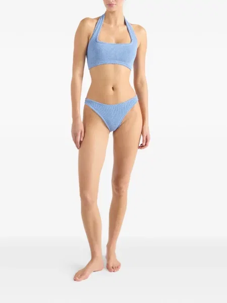 Bikini Hunza G cu gât halter albastru