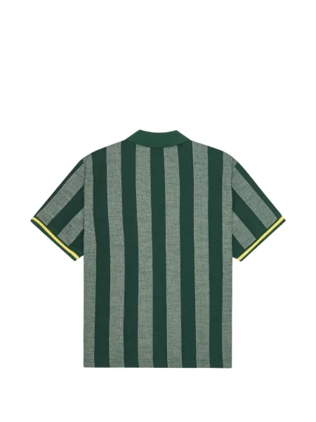 Tricou Les Deux cu dungi din jacard verde