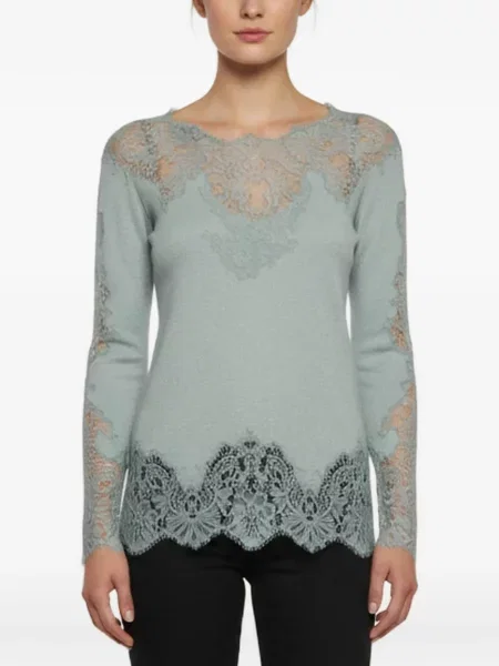 Lung top Ermanno Scervino din dantelă verde