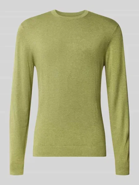 Sweter z dzianiny z prążkowanym okrągłym dekoltem Mcneal oliwkowy