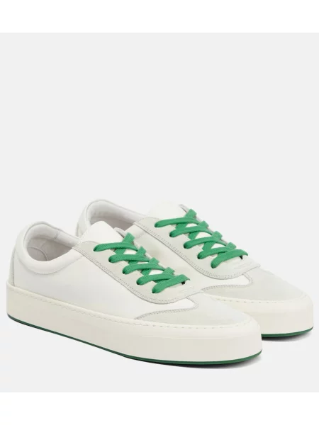 Sneakerși The Row din piele de căprioară alb