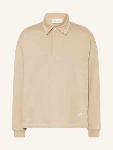 Ami Paris Polo Tričko Z Džerzeje Oversized Střih béžová