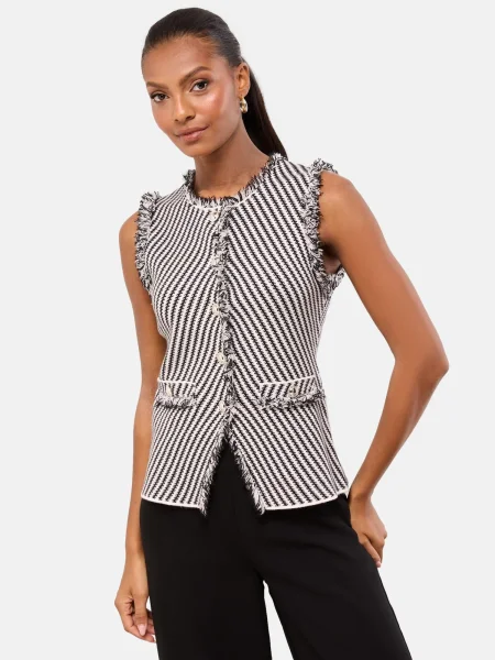 Lipsy Vestă tricotată negru alb