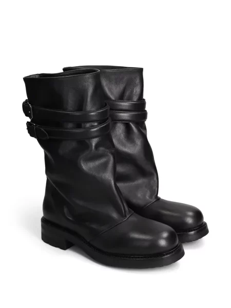 Кожени презрамки боти Strategia Shoes с катарама черно