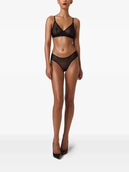 Chiloți briefs Wolford cu imprimeu geometric plasă negru