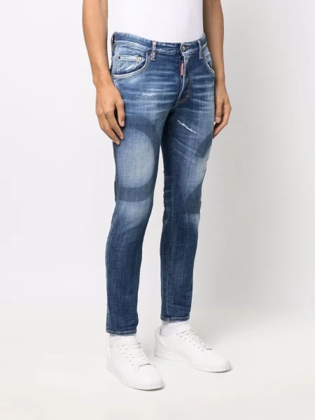 Skinny jeansy skinny Dsquared2 z nadrukiem