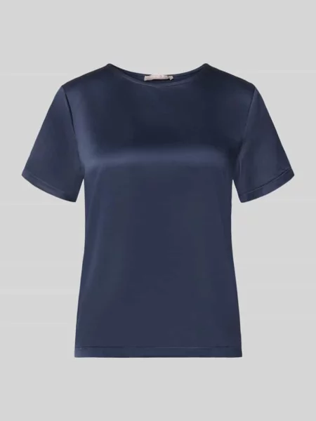 Bluzka o kroju regular fit z satyny Christian Berg Woman Selection granatowa