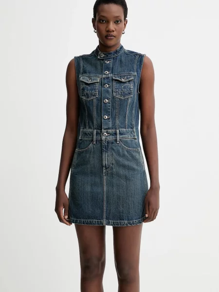 G-Star rochie jeans mini mulată albastru