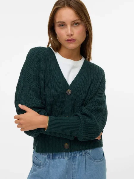 VERO MODA Geacă tricotată VMLEA închis verde