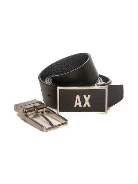 Pasek Armani Exchange skórzany dwustronny czarny