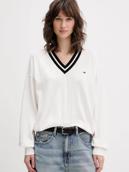 Tommy Jeans Pulover Alb bej