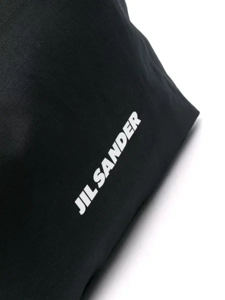Torba Jil Sander z nadrukiem płócienna czarna