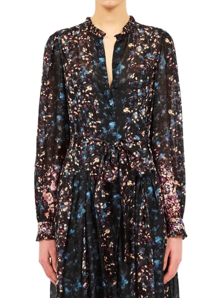 Rochie midi Ulla Johnson de mătase cu model floral cu imagine negru