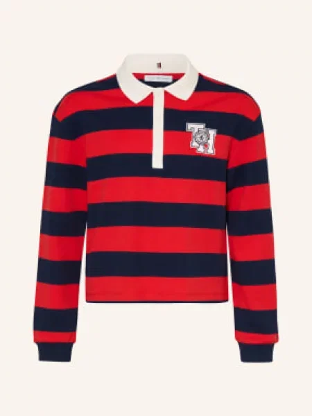 Tommy Hilfiger Rugbyové Tričko červená / tmavě modrá bílá