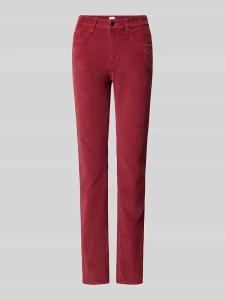 Spodnie sztruksowe o kroju slim fit z mieszanki bawełny model ‘Mary’ Brax bordowe