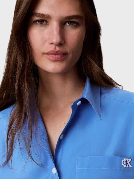 Джинсова сорочка Calvin Klein Jeans з попліну блакитна