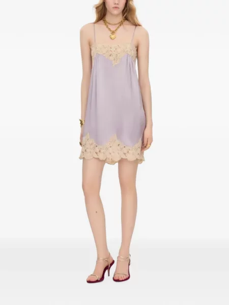 Rochie mini Chloé din satin cu bretele violet