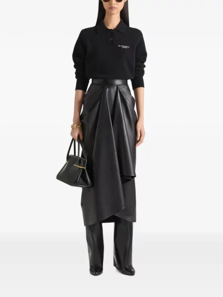 Fustă din piele Givenchy drapată negru