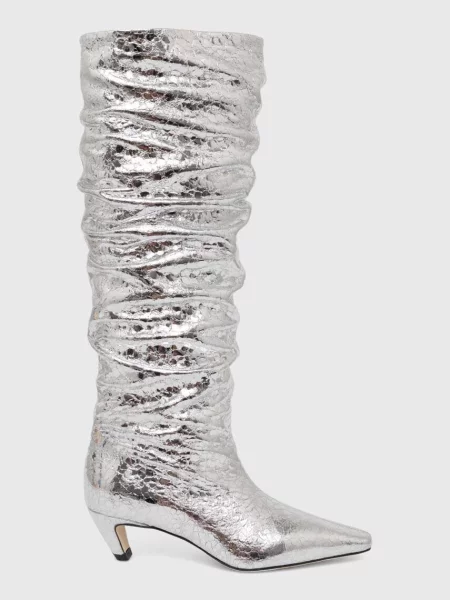 MSGM ghete de piele femei argintiu cu cui