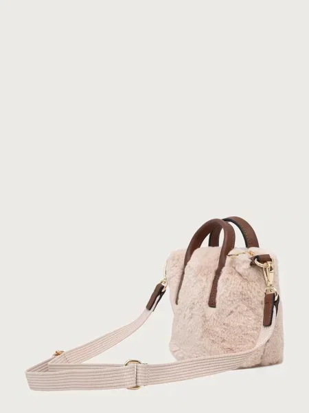 Tommy Hilfiger Torebka Popette Micro Tote Faux Fur jasny beżowy