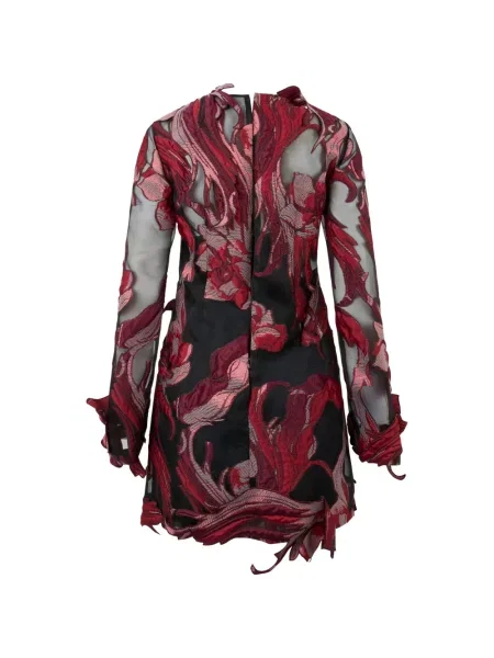 Lung rochie mini Alberta Ferretti cu model floral negru